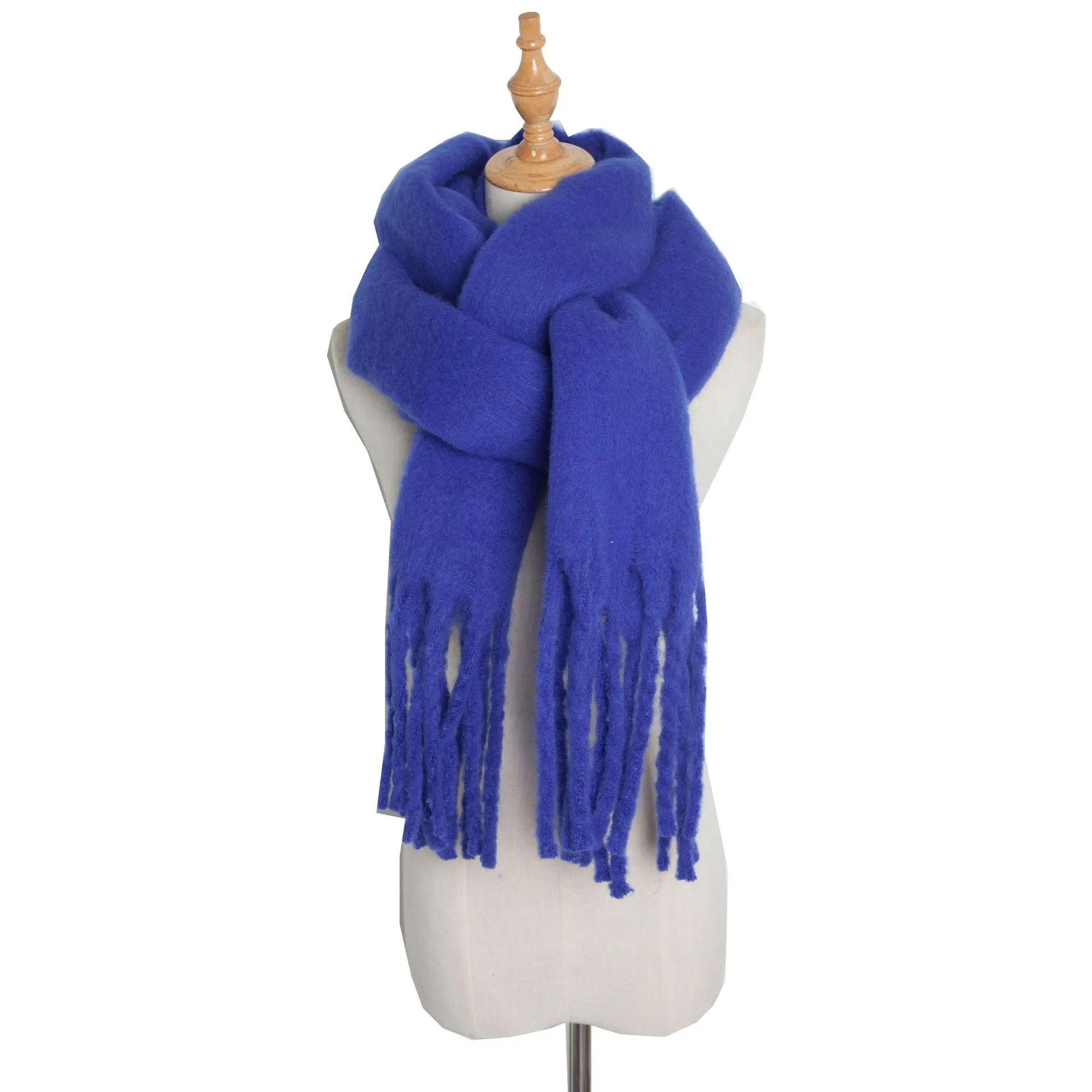 Fringe Trim Wide Knit Scarf