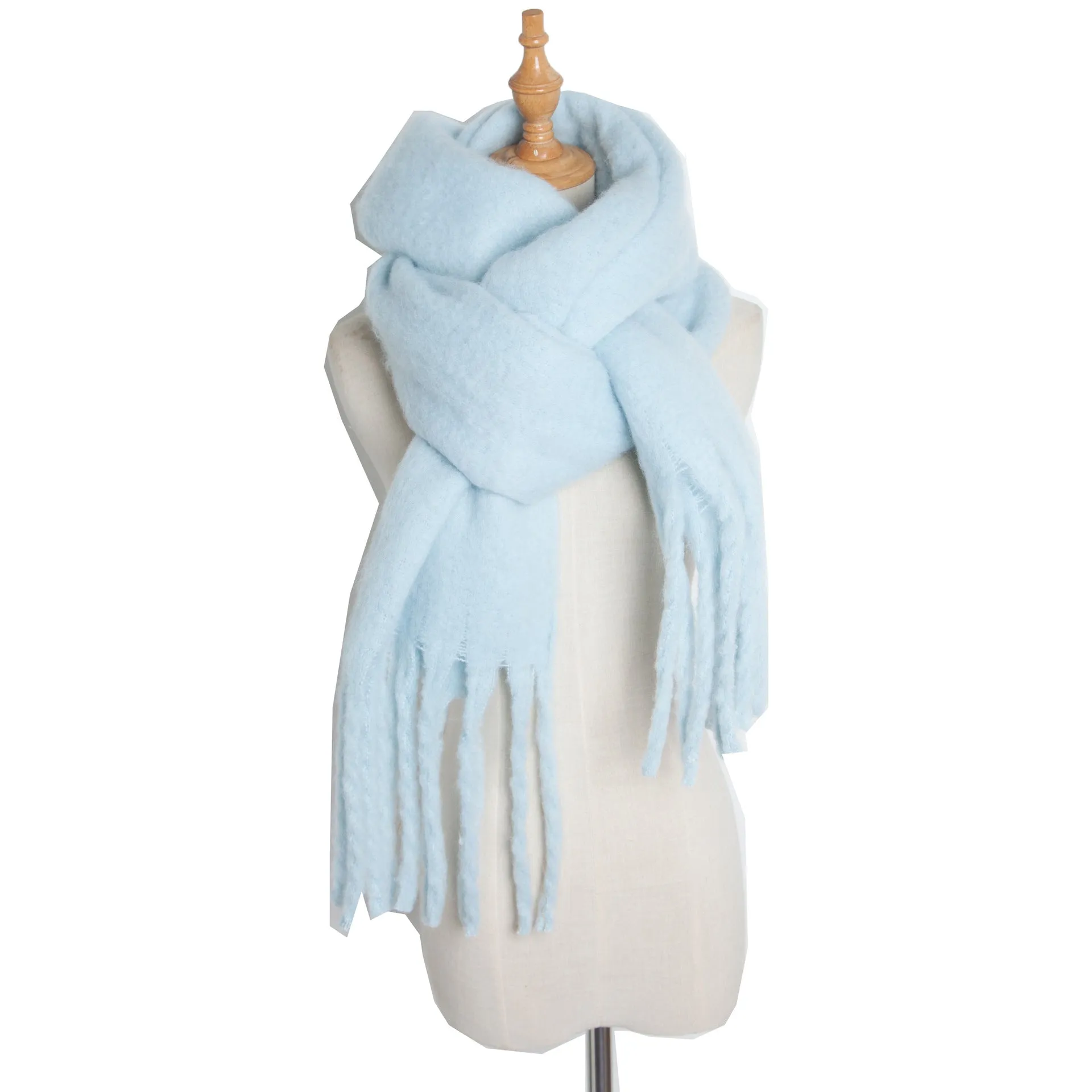 Fringe Trim Wide Knit Scarf