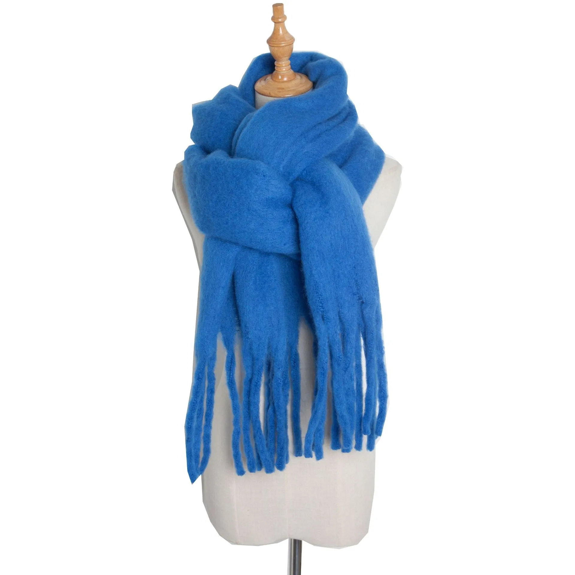 Fringe Trim Wide Knit Scarf