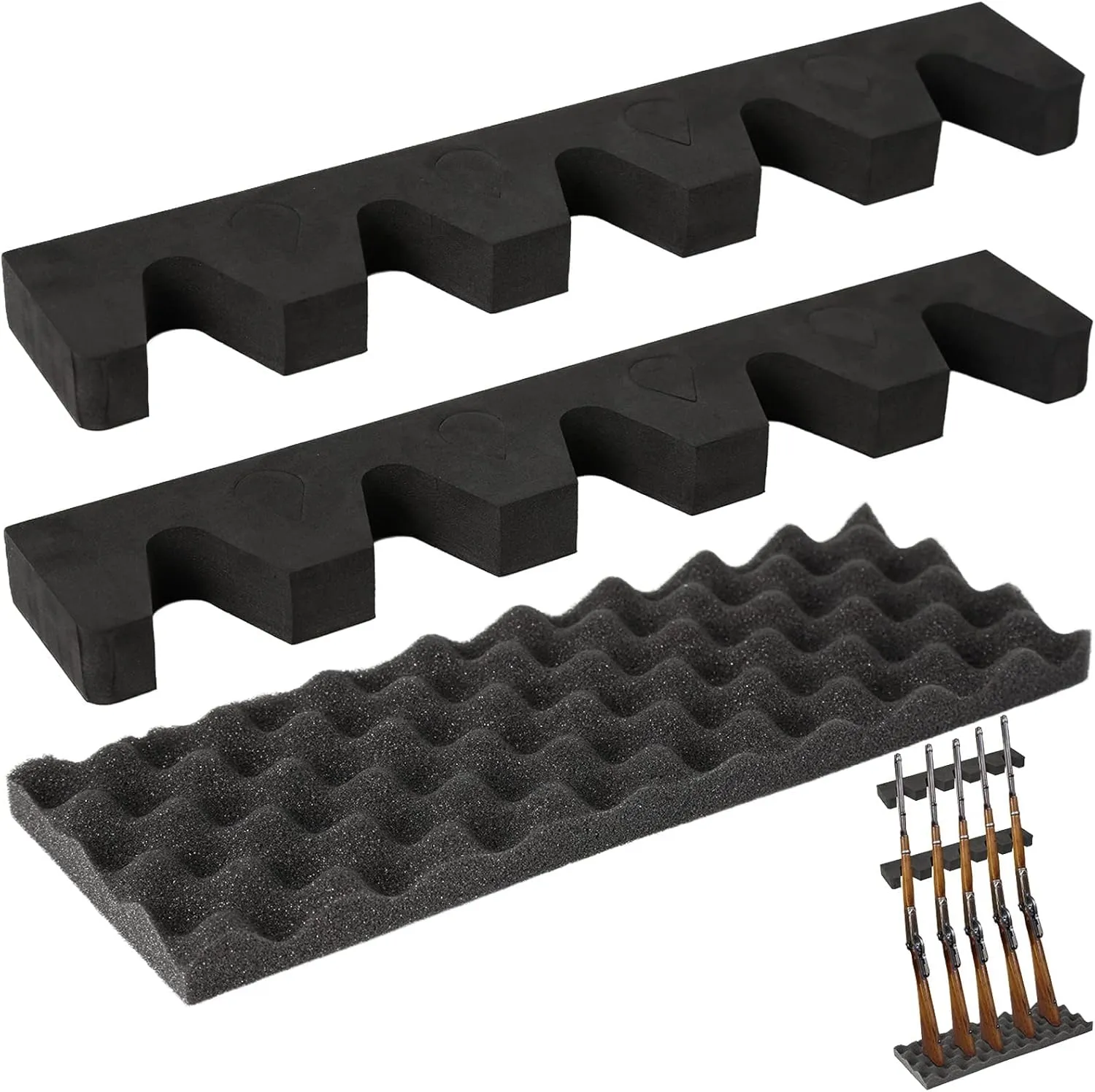 Gun Rack for Gun Storage, Gun Safe Accessory for Rifles and Shotguns, Gun Holder in Gun Cabinet, Shotgun Rifle Rest, Foam Material with Magnetic Strip and Hook Strip , Gifts for Hunters