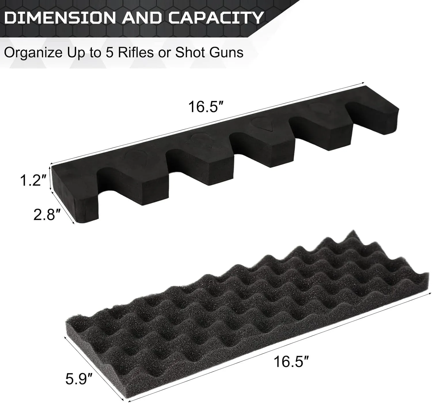 Gun Rack for Gun Storage, Gun Safe Accessory for Rifles and Shotguns, Gun Holder in Gun Cabinet, Shotgun Rifle Rest, Foam Material with Magnetic Strip and Hook Strip , Gifts for Hunters