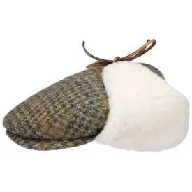 Harris Tweed Flat Cap with Ear Flaps by Lierys