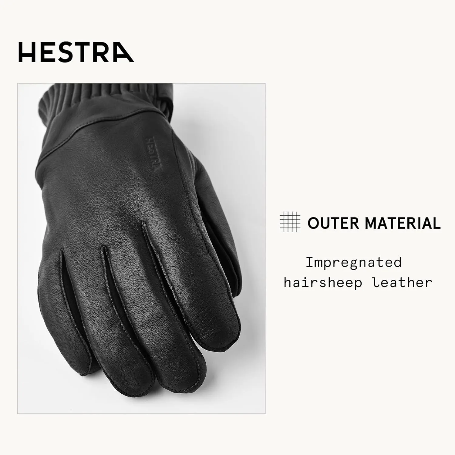 Hestra Unisex Idre Wool 5-Finger Leather Glove, Wool Insulated Alpine Skiing Winter Gloves for Men & Women