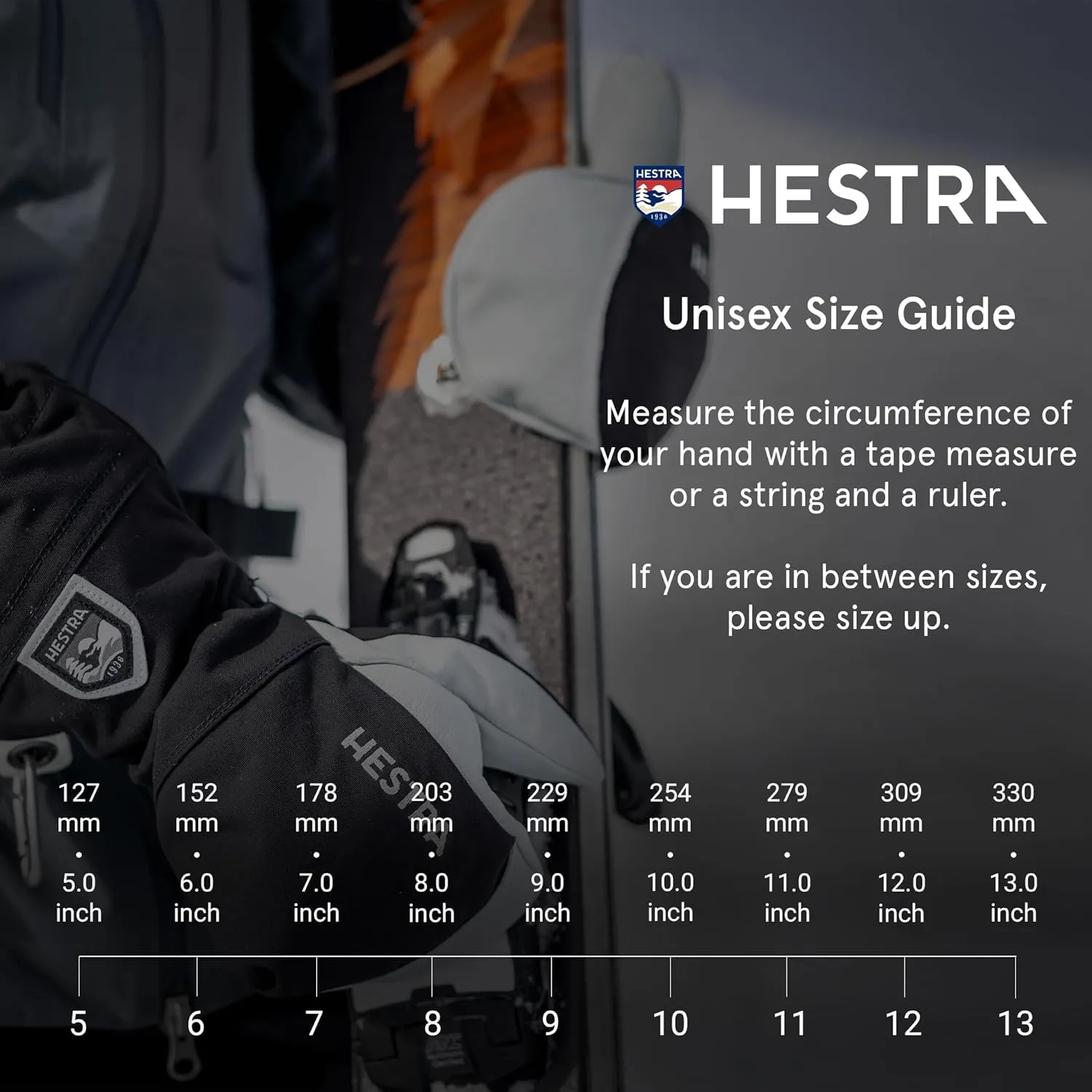 Hestra Unisex Idre Wool 5-Finger Leather Glove, Wool Insulated Alpine Skiing Winter Gloves for Men & Women