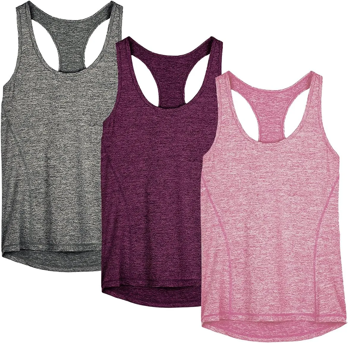 icyzone Women's Racerback Workout Athletic Running Tank Tops (Pack of 3)