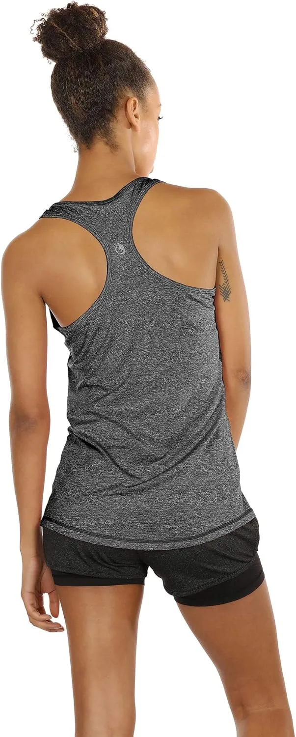 icyzone Women's Racerback Workout Athletic Running Tank Tops (Pack of 3)