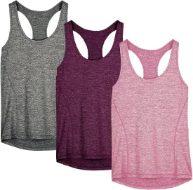 icyzone Women's Racerback Workout Athletic Running Tank Tops (Pack of 3)