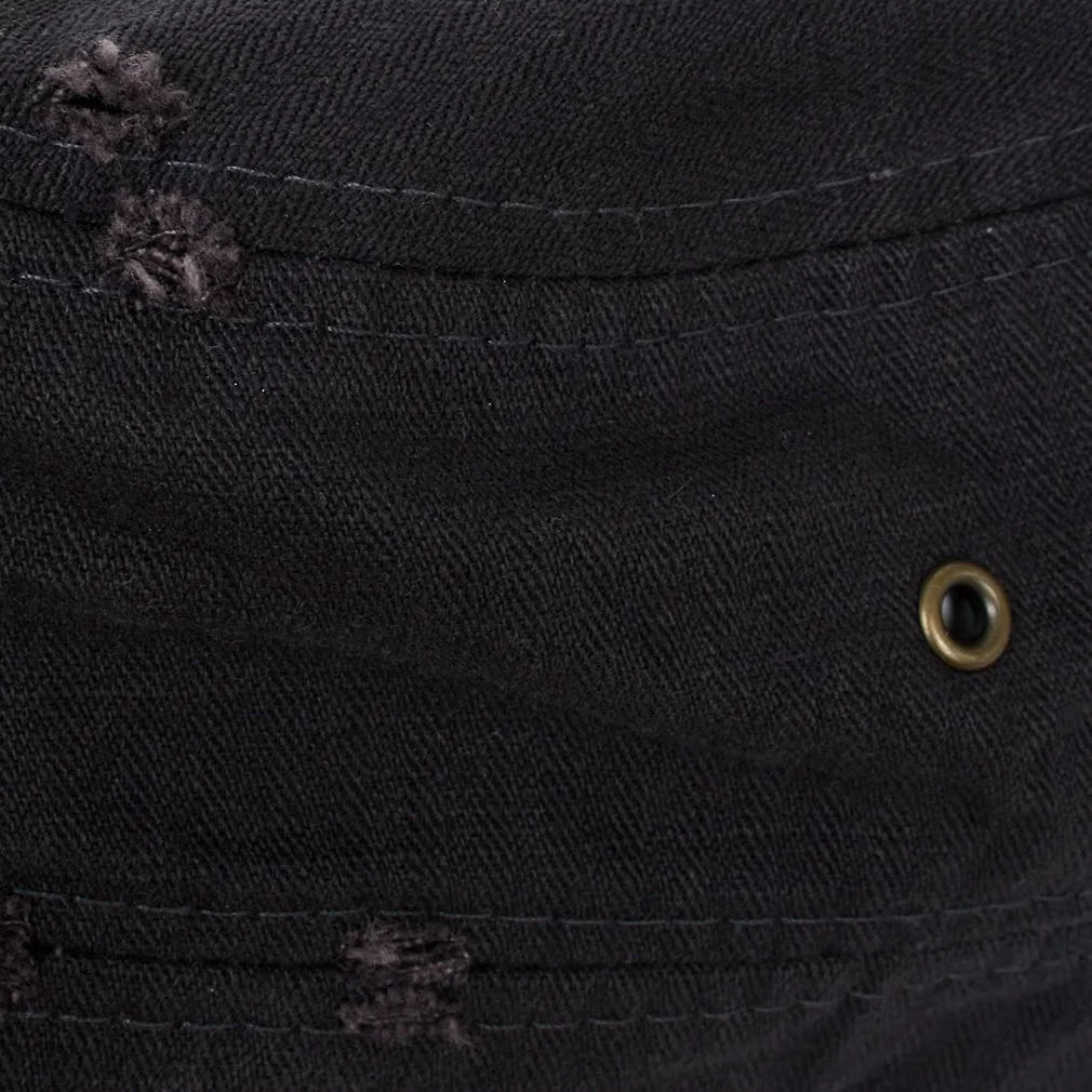 ililily Distressed Cotton Cadet Cap Strap Army Style Hat