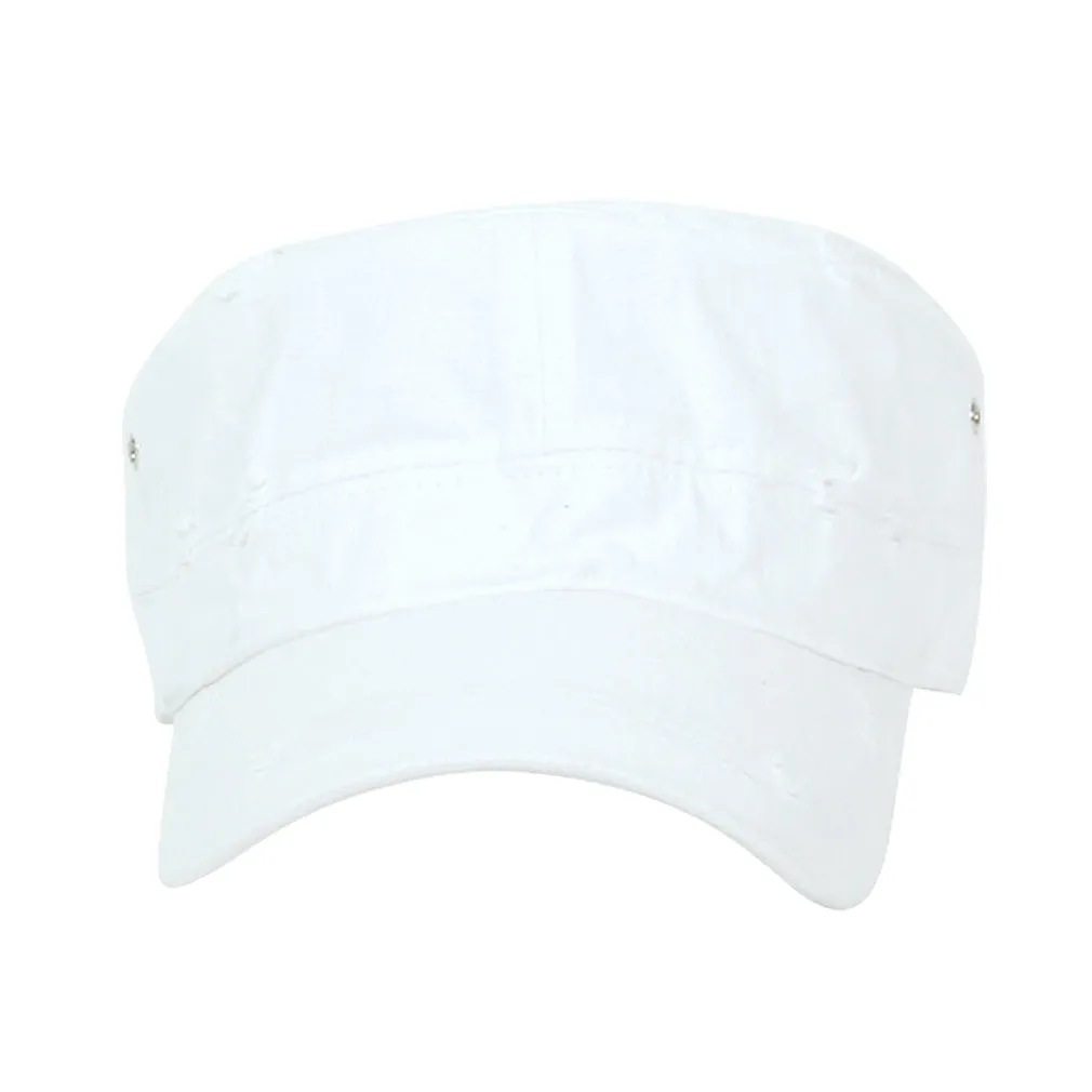 ililily Distressed Cotton Cadet Cap Strap Army Style Hat