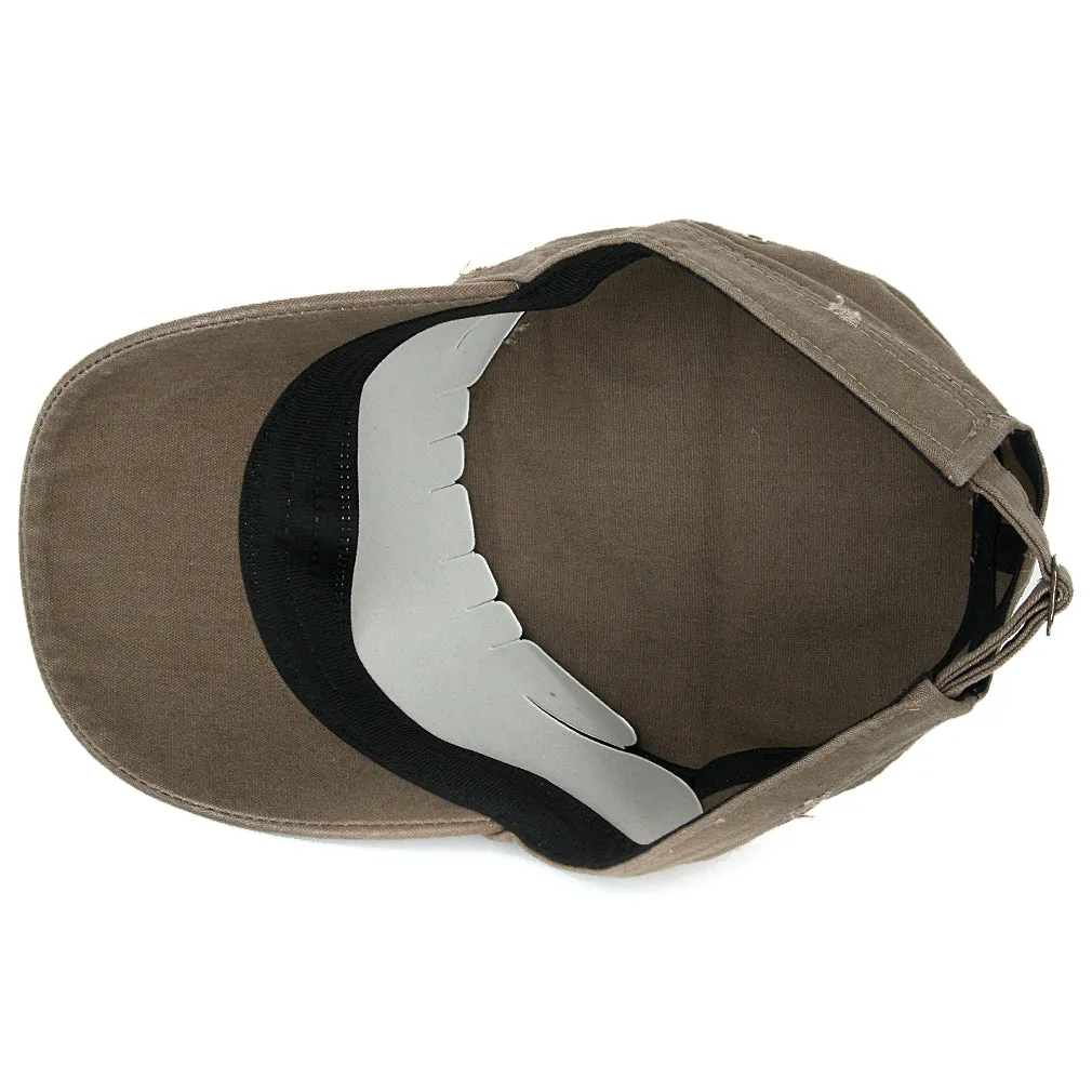 ililily Distressed Cotton Cadet Cap Strap Army Style Hat