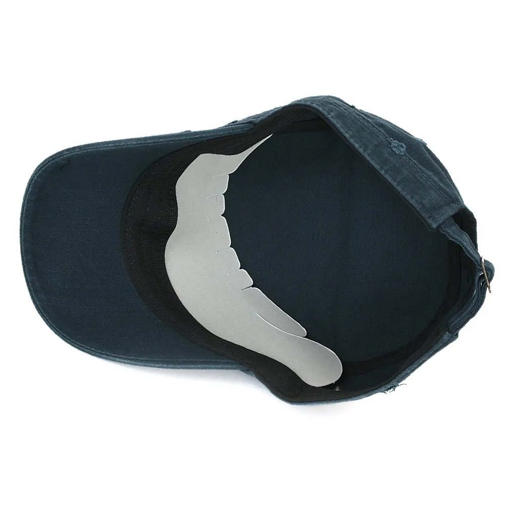 ililily Distressed Cotton Cadet Cap Strap Army Style Hat