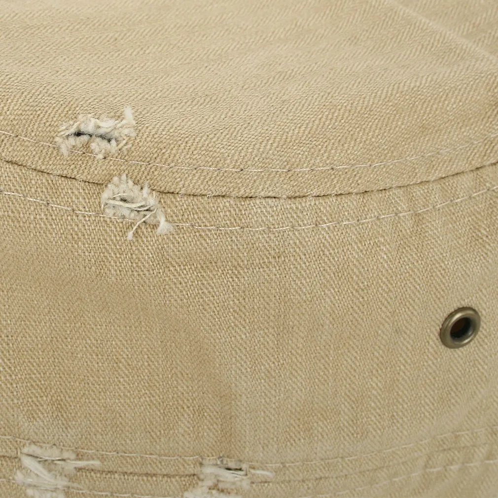 ililily Distressed Cotton Cadet Cap Strap Army Style Hat