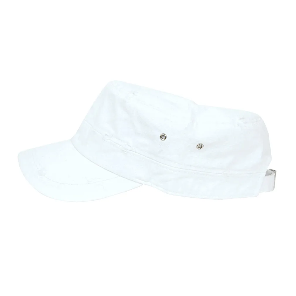 ililily Distressed Cotton Cadet Cap Strap Army Style Hat