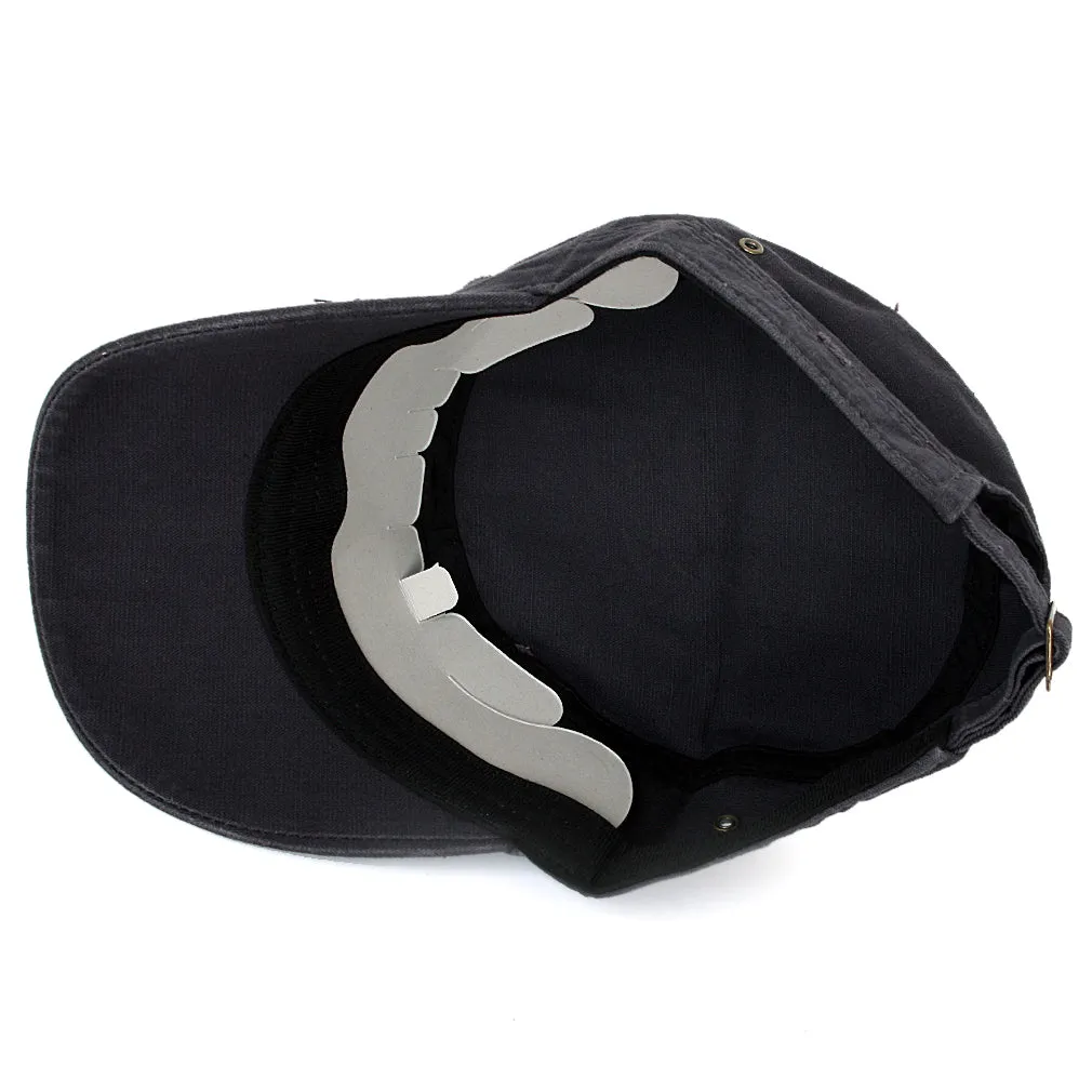 ililily Distressed Cotton Cadet Cap Strap Army Style Hat