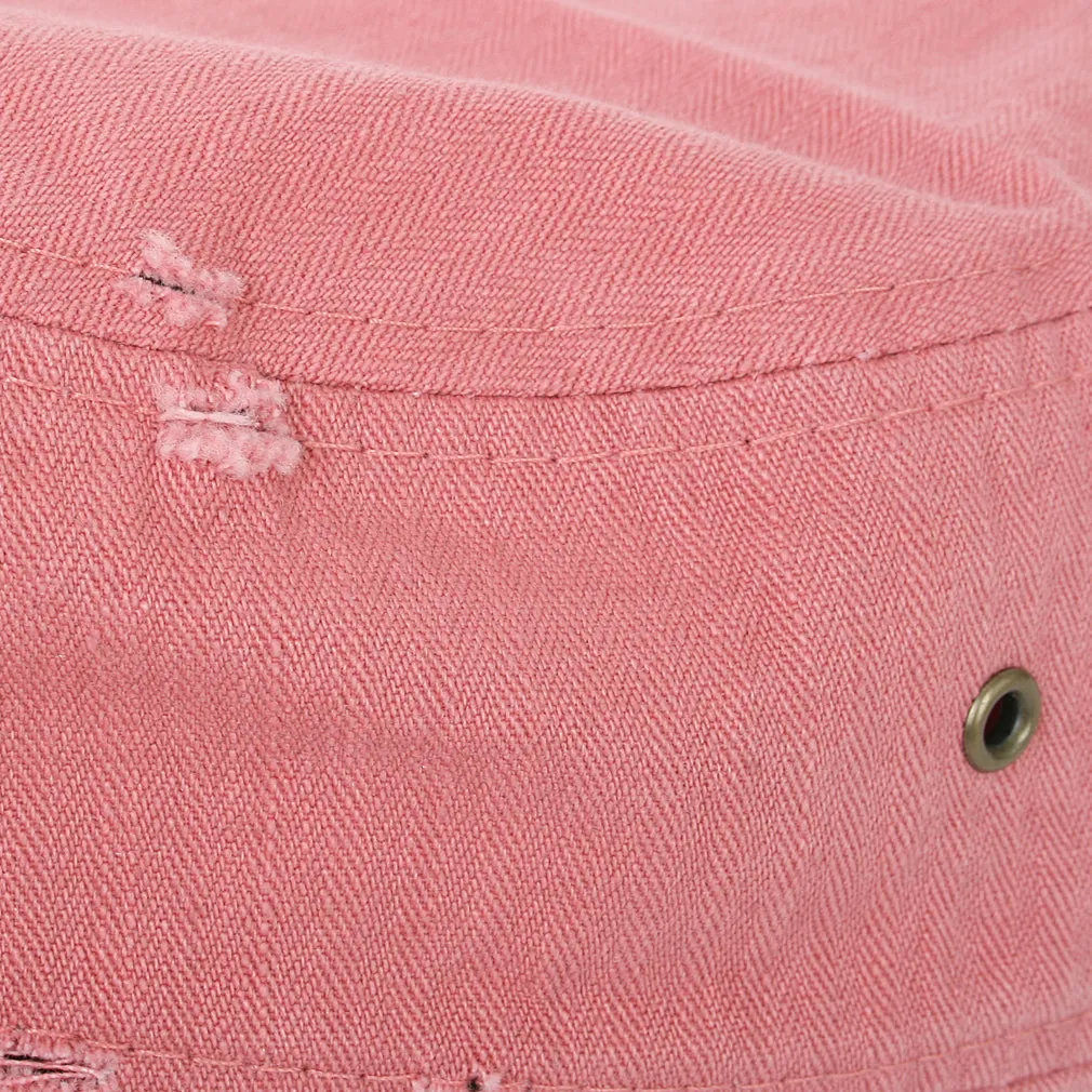 ililily Distressed Cotton Cadet Cap Strap Army Style Hat