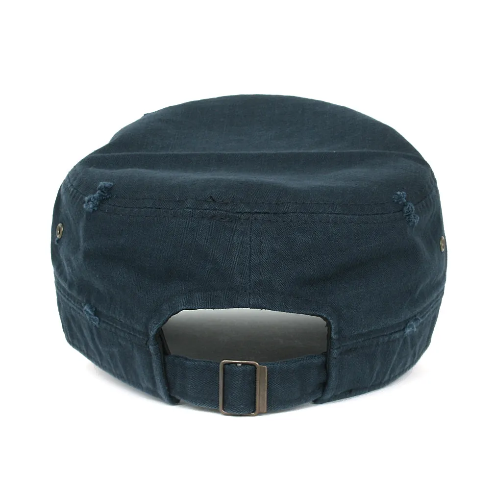 ililily Distressed Cotton Cadet Cap Strap Army Style Hat