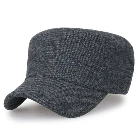 ililily Large Size Solid Color Military Army Hat Wool-blend Vintage Cadet Cap