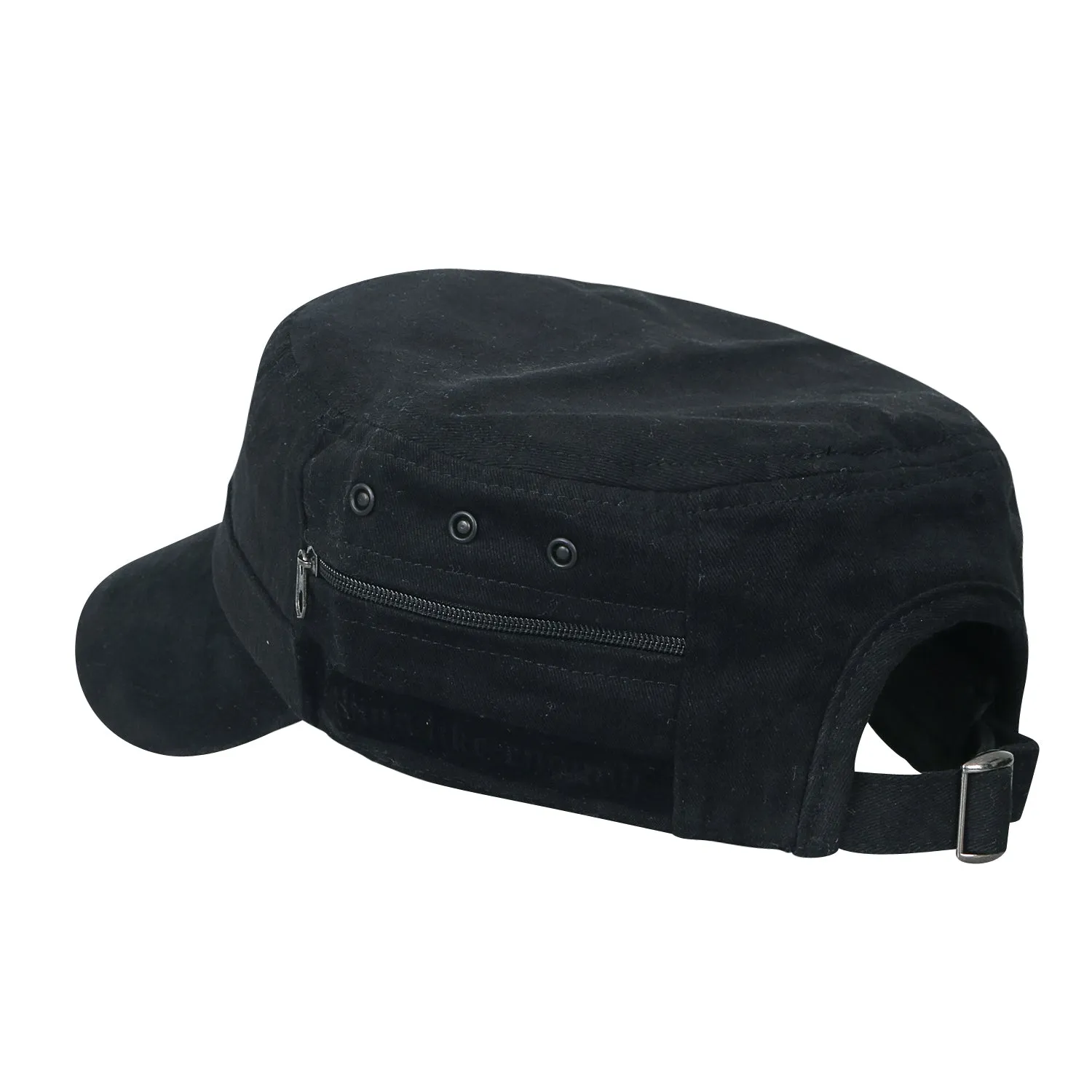 ililily Solid Color Military Army Hat Soft Cotton Adjustable Strap Cadet Cap