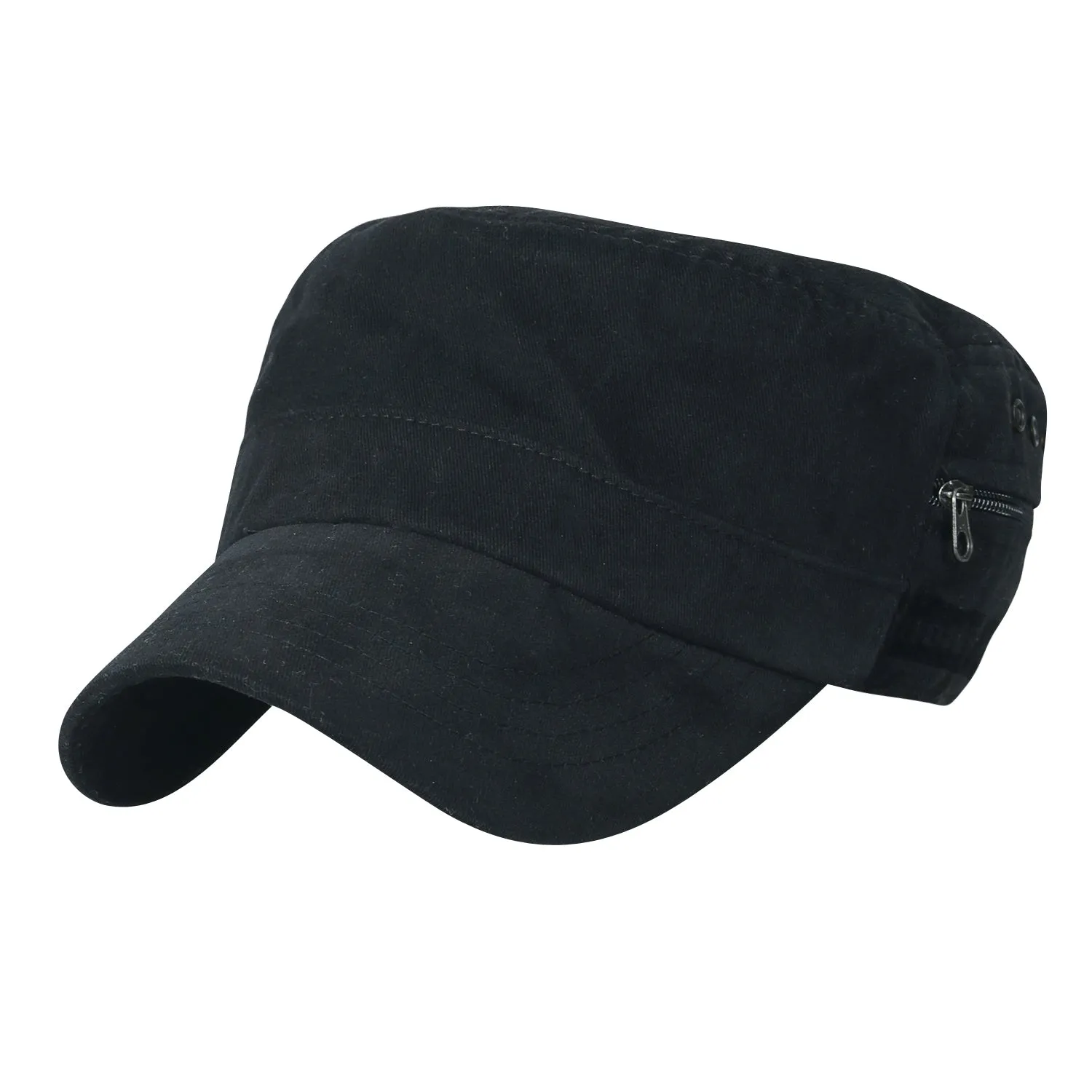 ililily Solid Color Military Army Hat Soft Cotton Adjustable Strap Cadet Cap