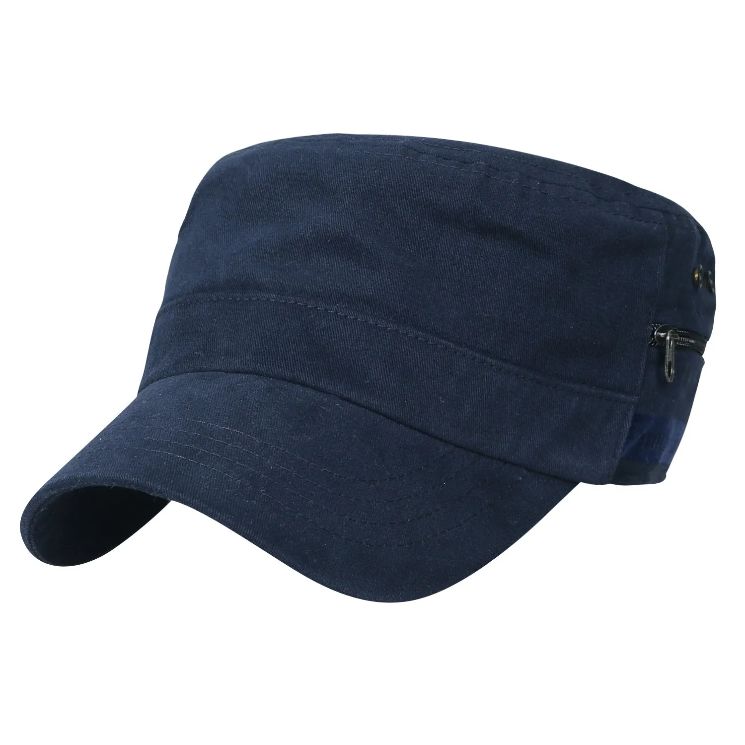 ililily Solid Color Military Army Hat Soft Cotton Adjustable Strap Cadet Cap