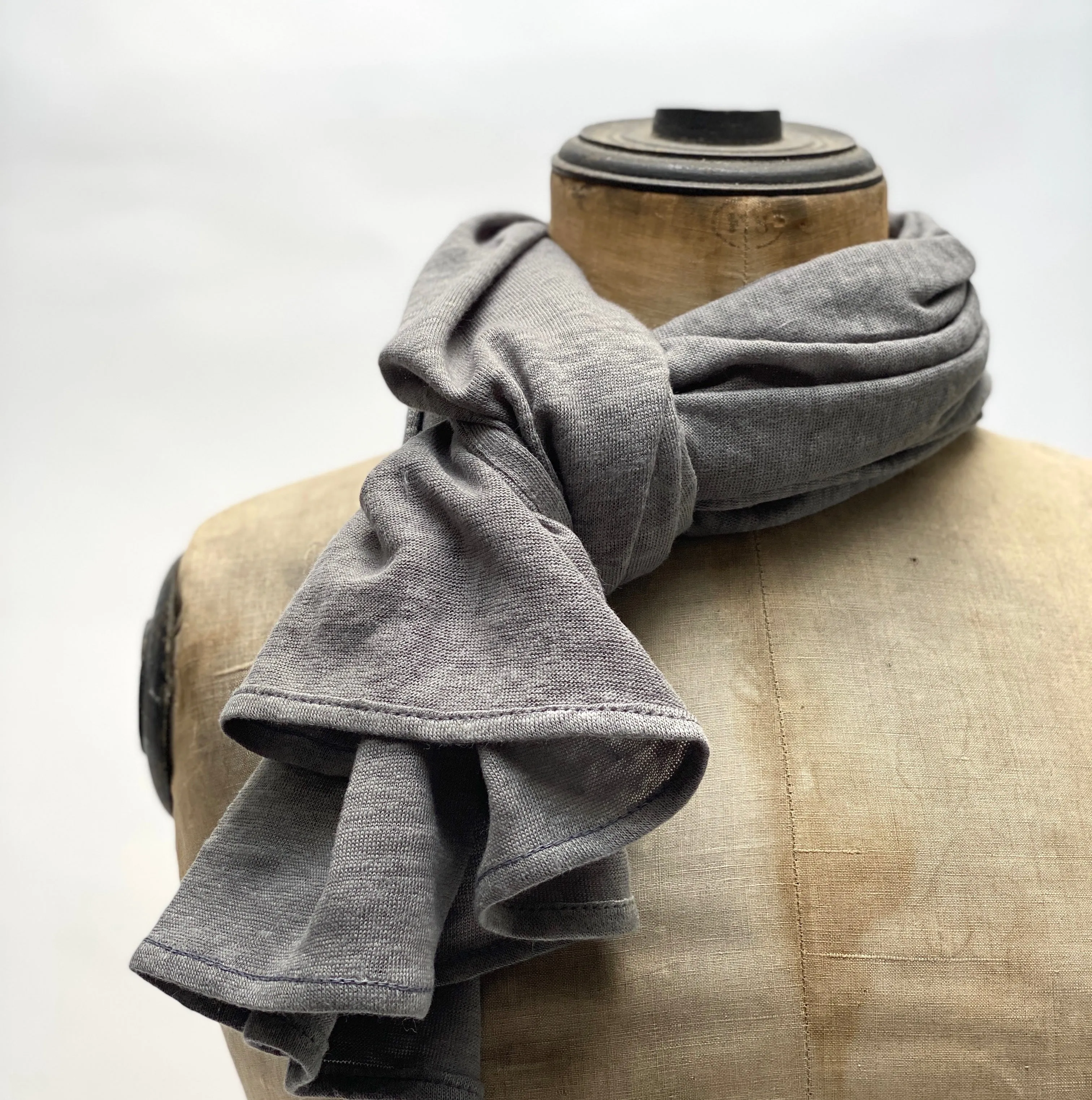 knit linen shawl (grey)