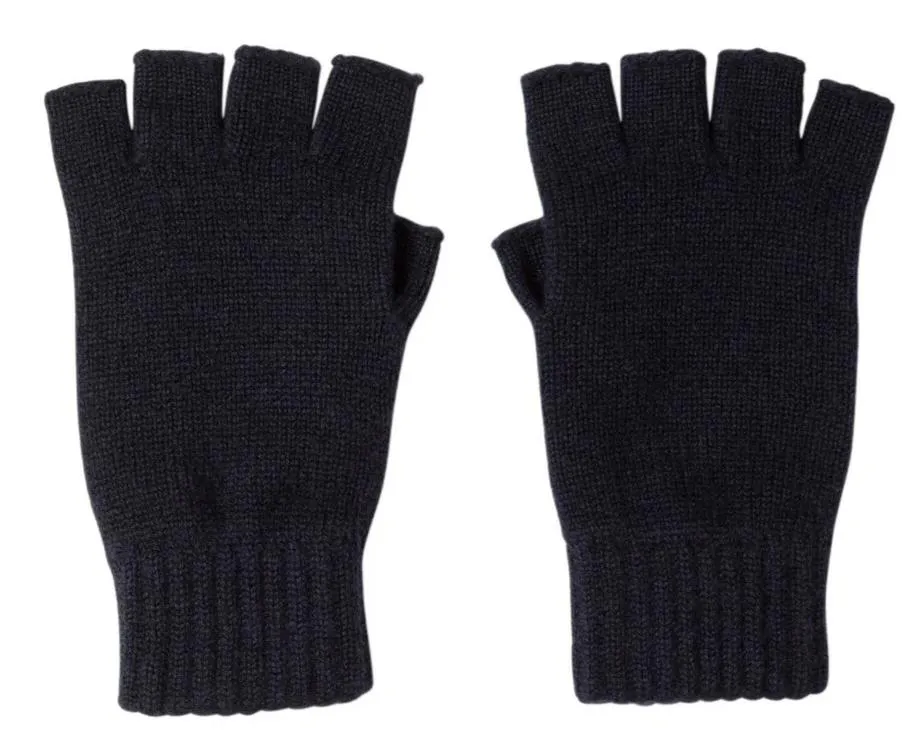 Ladies' Navy Cashmere Fingerless Gloves