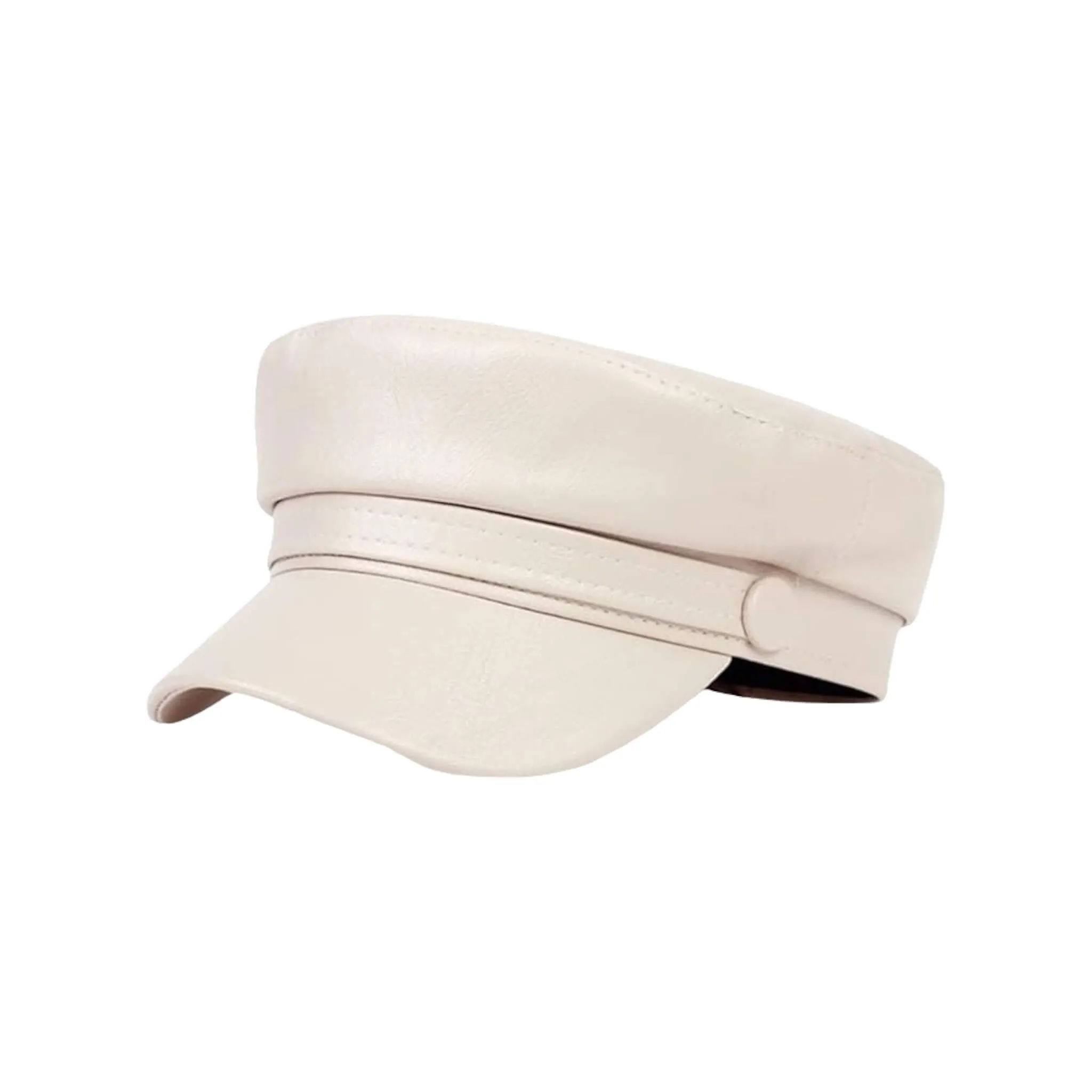 Leather Baker Boy Flat Top Hat