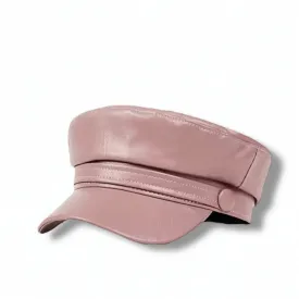 Leather Baker Boy Flat Top Hat