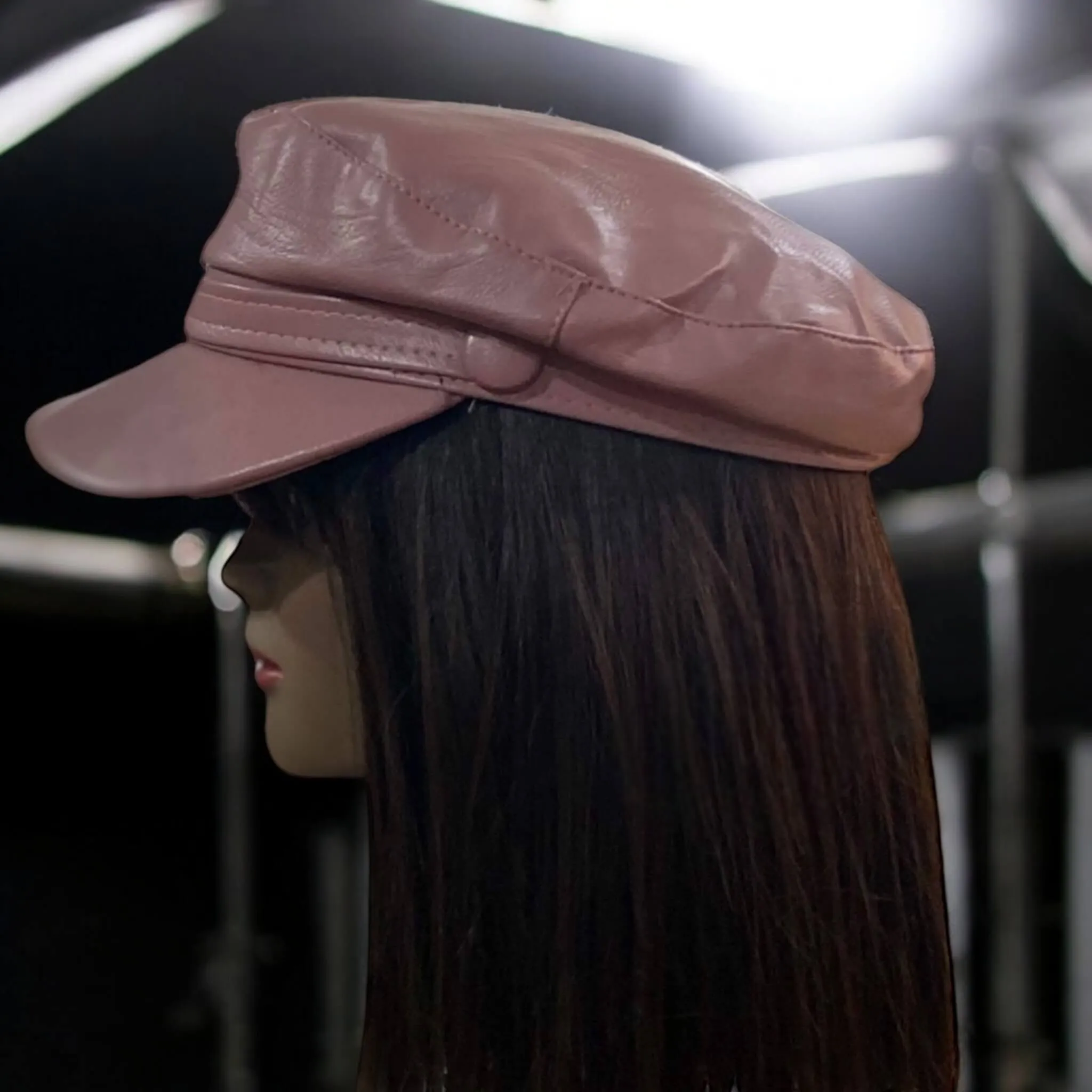 Leather Baker Boy Flat Top Hat