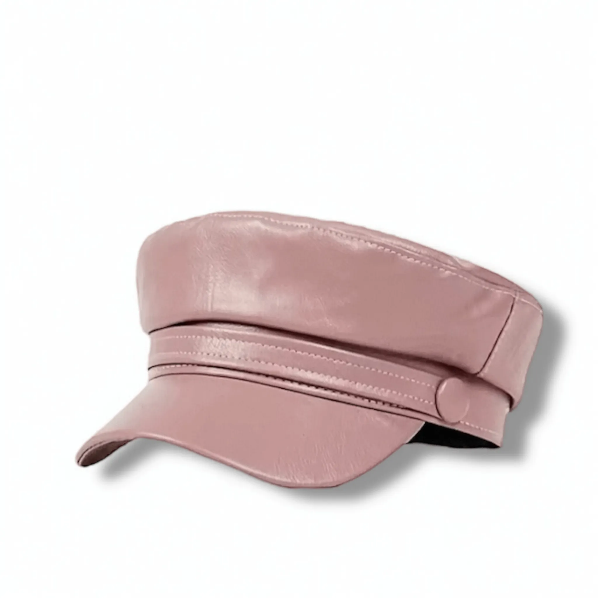 Leather Baker Boy Flat Top Hat