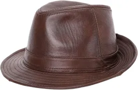 Leather Trilby Fedora Hat Short Brim Panama Jazz Hat 20s Bowler Gatsby Cap for Men Women