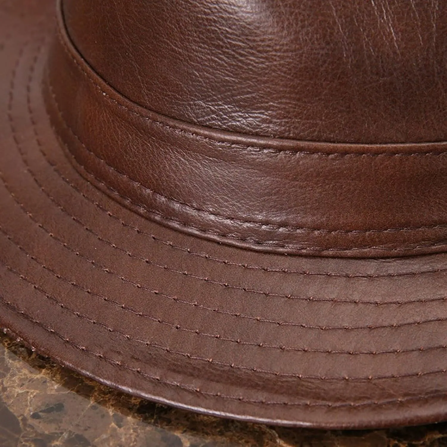 Leather Trilby Fedora Hat Short Brim Panama Jazz Hat 20s Bowler Gatsby Cap for Men Women