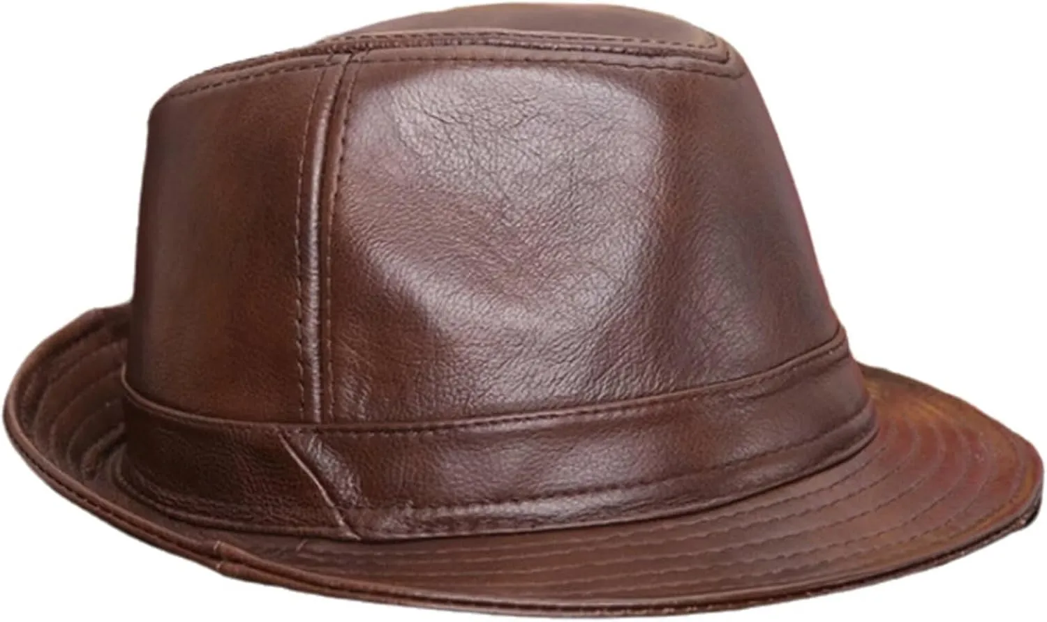Leather Trilby Fedora Hat Short Brim Panama Jazz Hat 20s Bowler Gatsby Cap for Men Women