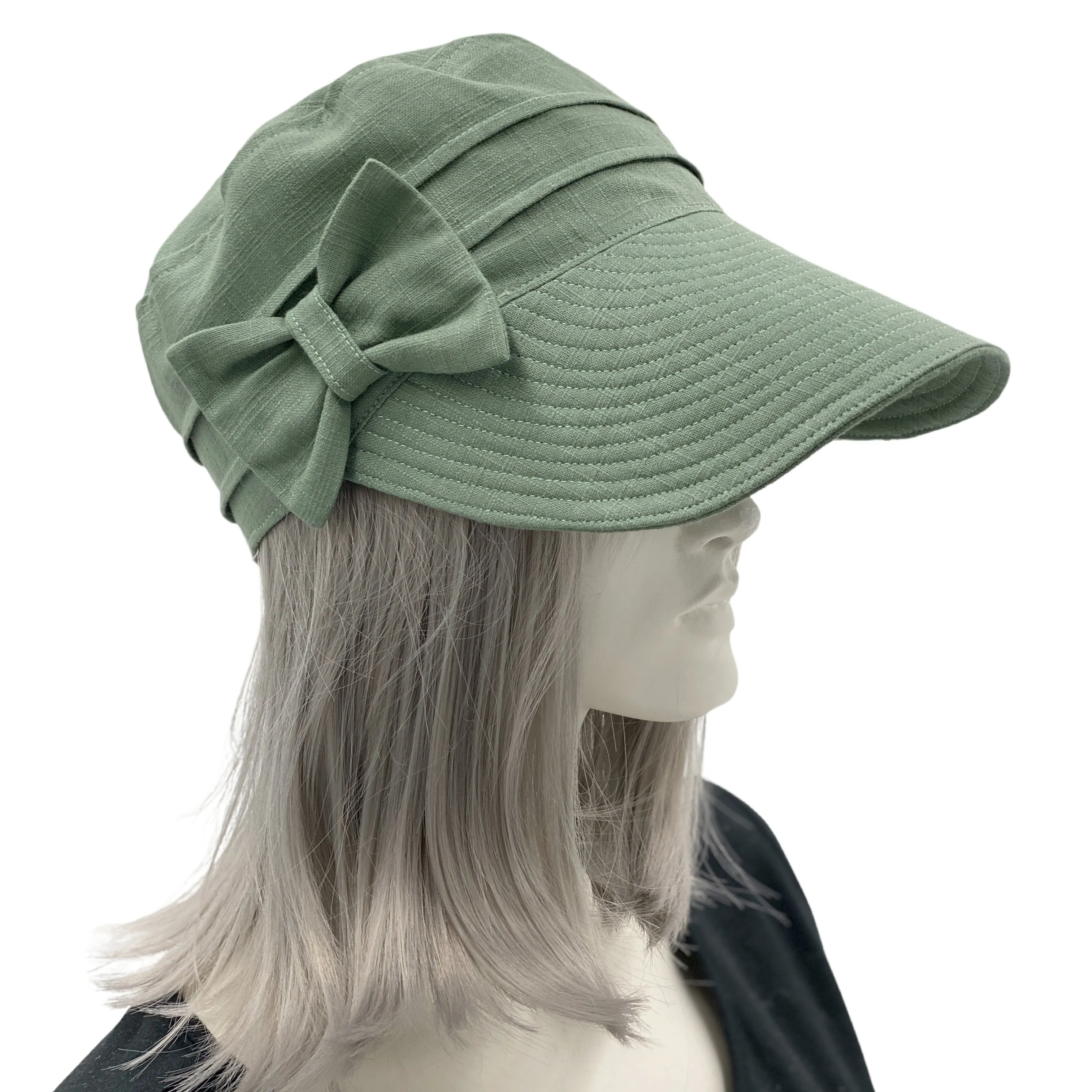 Linen Cadet Cap with Extra Wide Sun Peak Visor