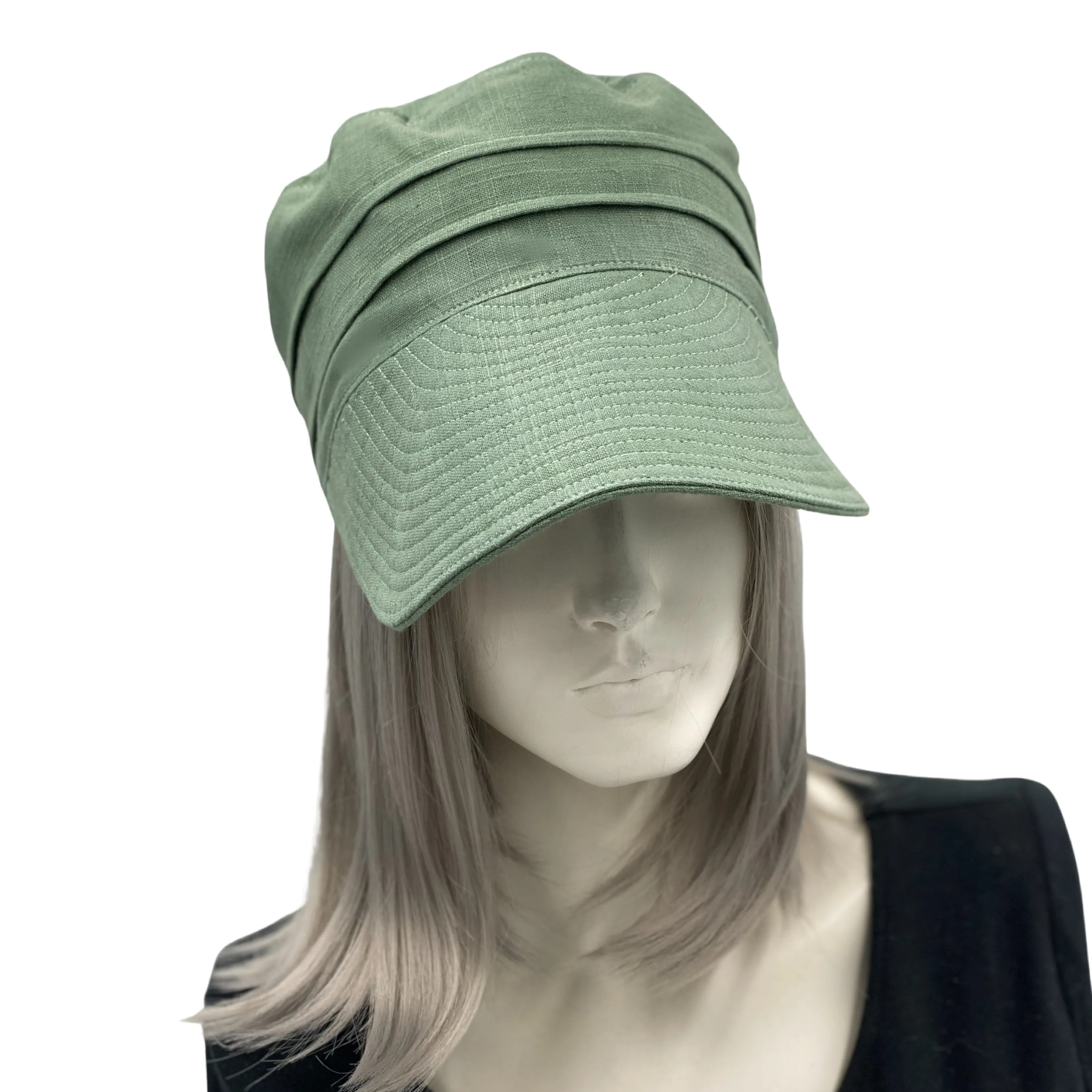 Linen Cadet Cap with Extra Wide Sun Peak Visor