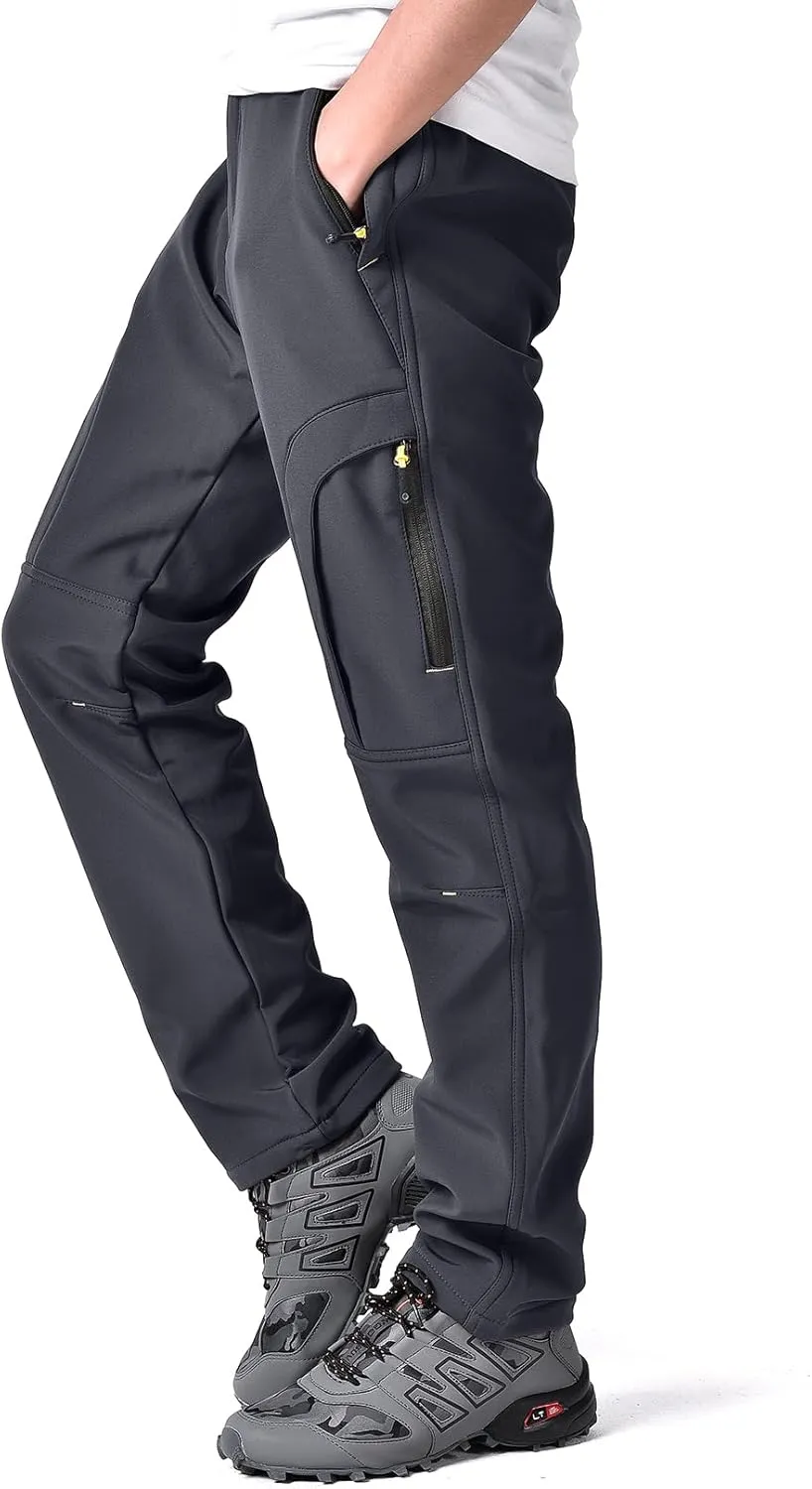 Mens Hiking Waterproof Pants Snow Ski Insulated Fleece Lined Winter Fishing Walking Outdoor Pants
