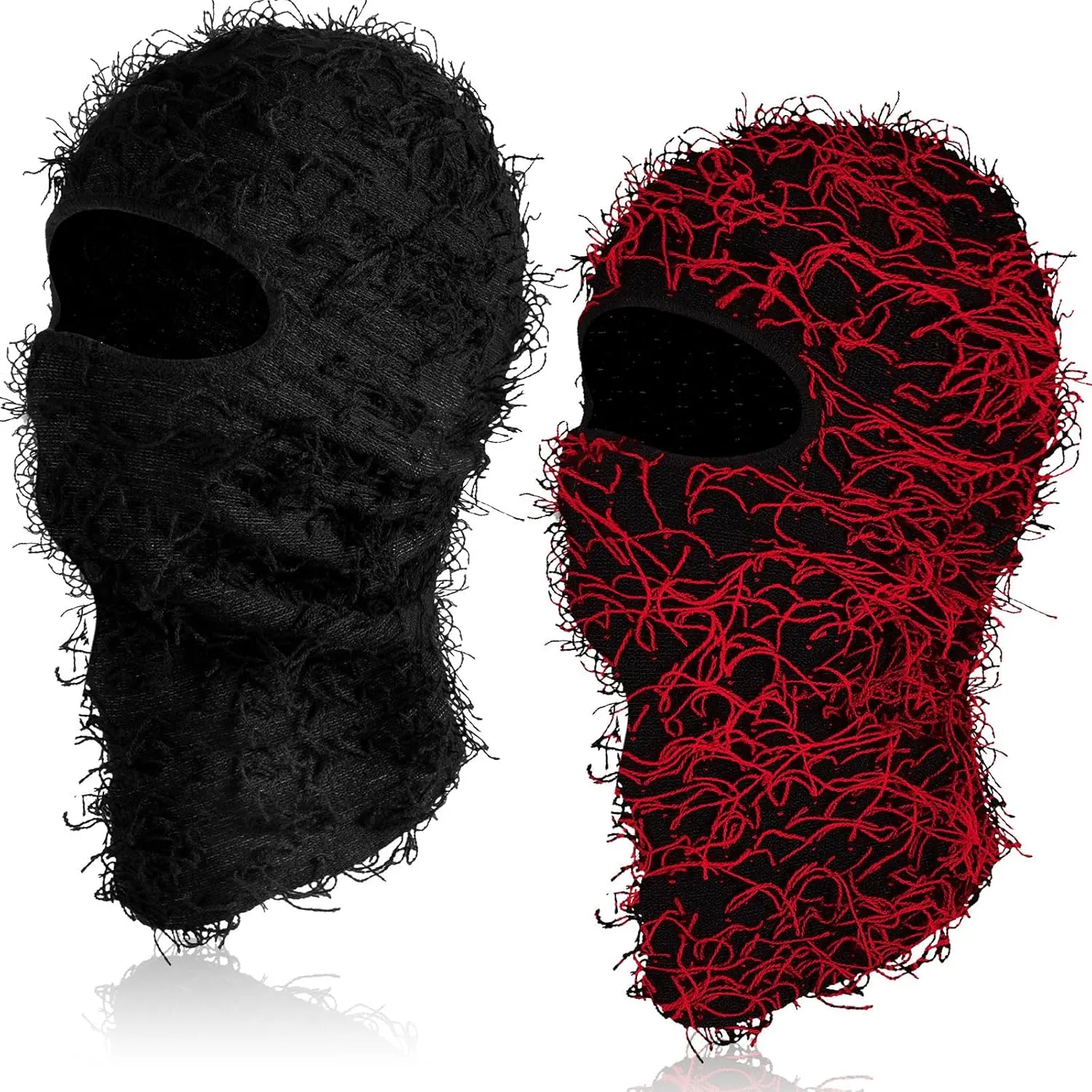 Newcotte 2 Pack Adult Distressed Balaclava Ski Mask Full Face Knitted Balaclava Windproof Cool Ski Mask for Cold Weather