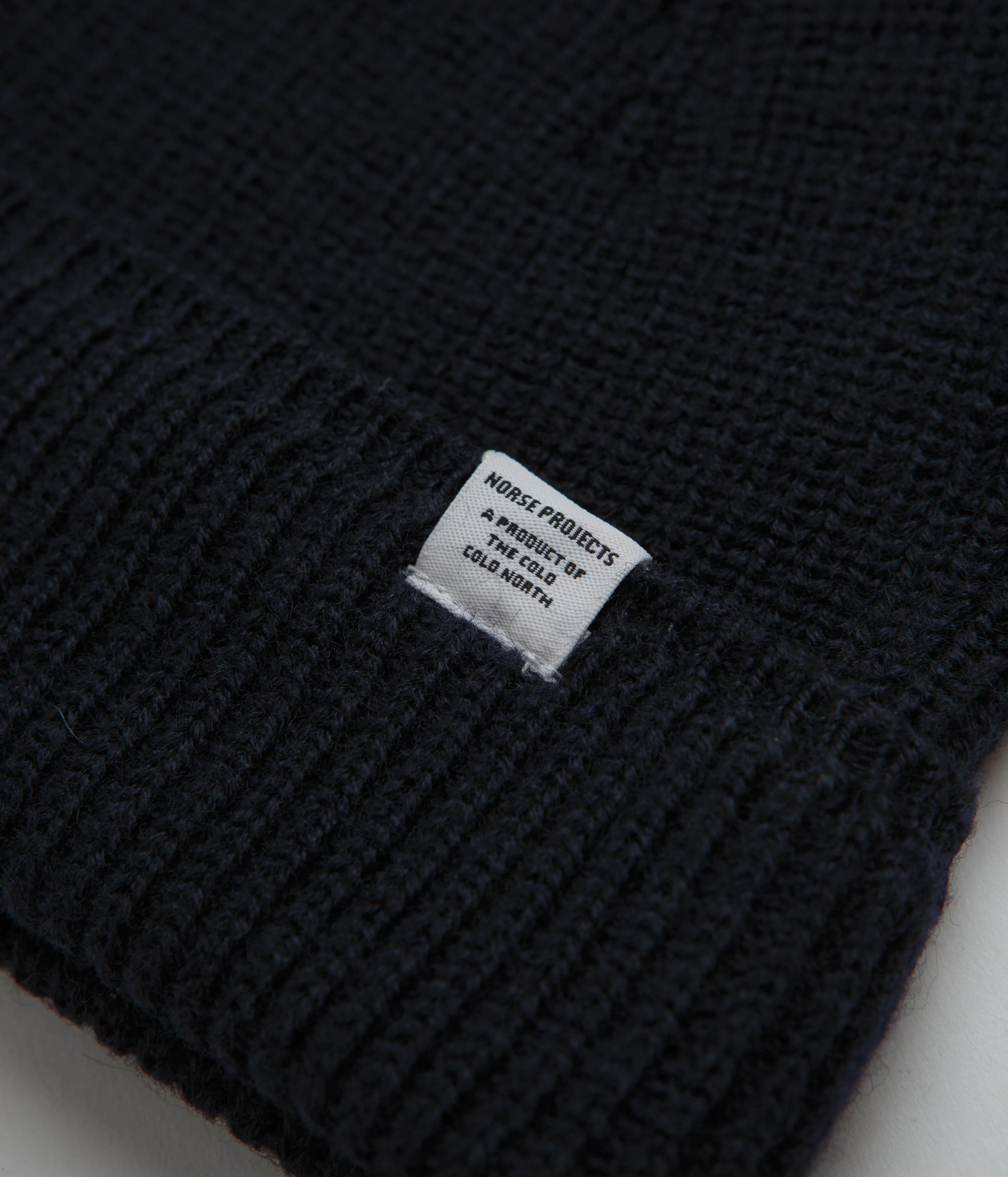 Norse Projects Wool Cotton Rib Beanie - Dark Navy