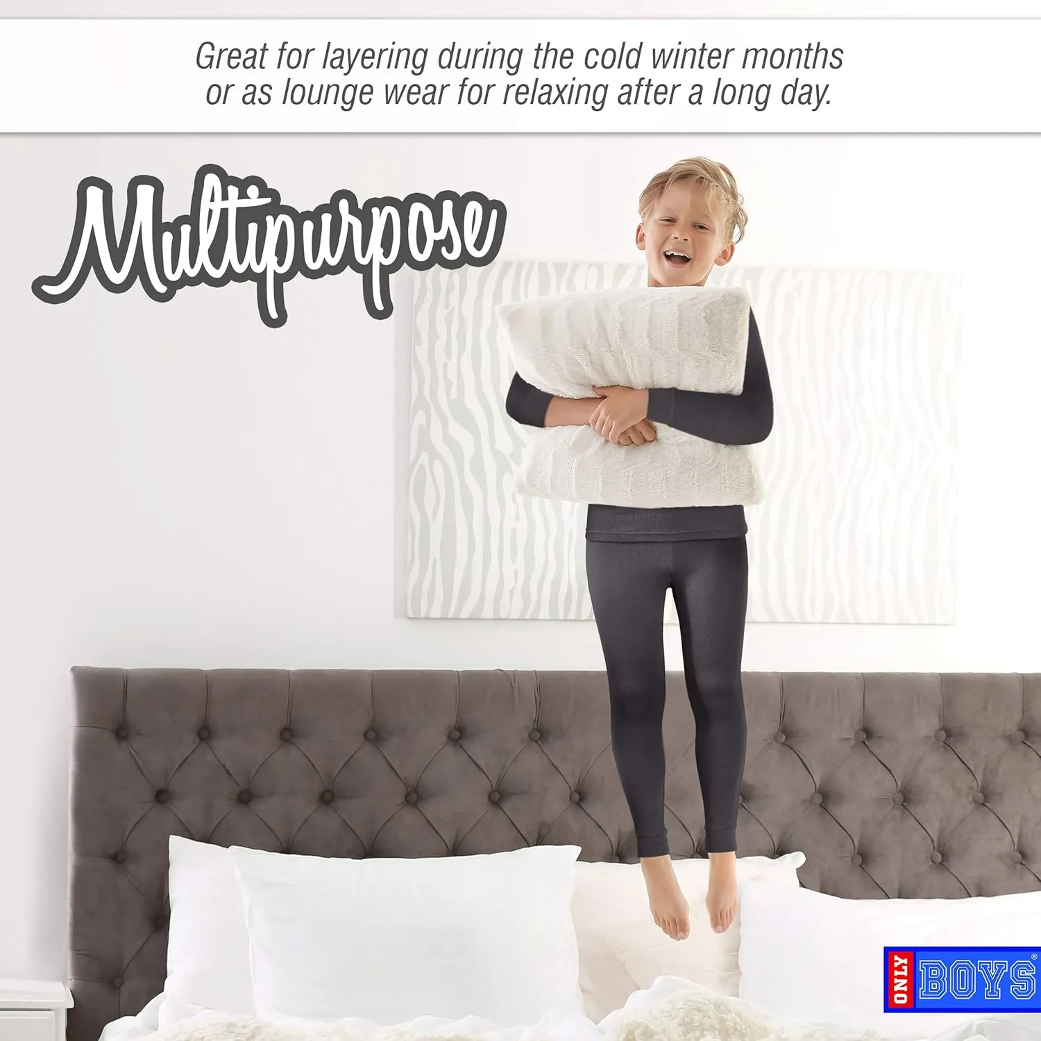ONLY BOYS Thermal Underwear Set  4 Piece Waffle Knit Top and Long Johns (2T-16)