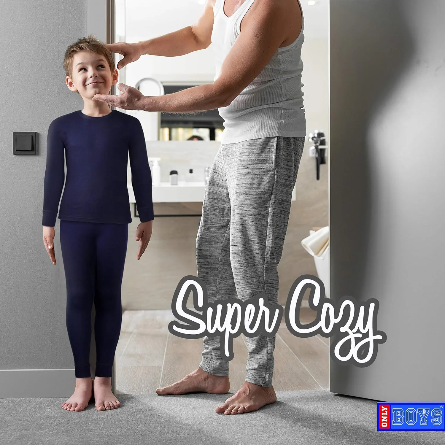 ONLY BOYS Thermal Underwear Set  4 Piece Waffle Knit Top and Long Johns (2T-16)