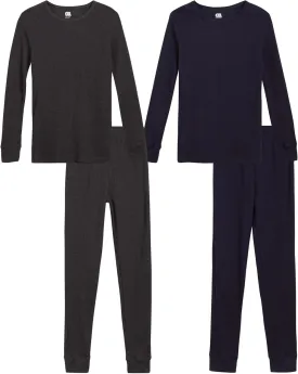ONLY BOYS Thermal Underwear Set  4 Piece Waffle Knit Top and Long Johns (2T-16)