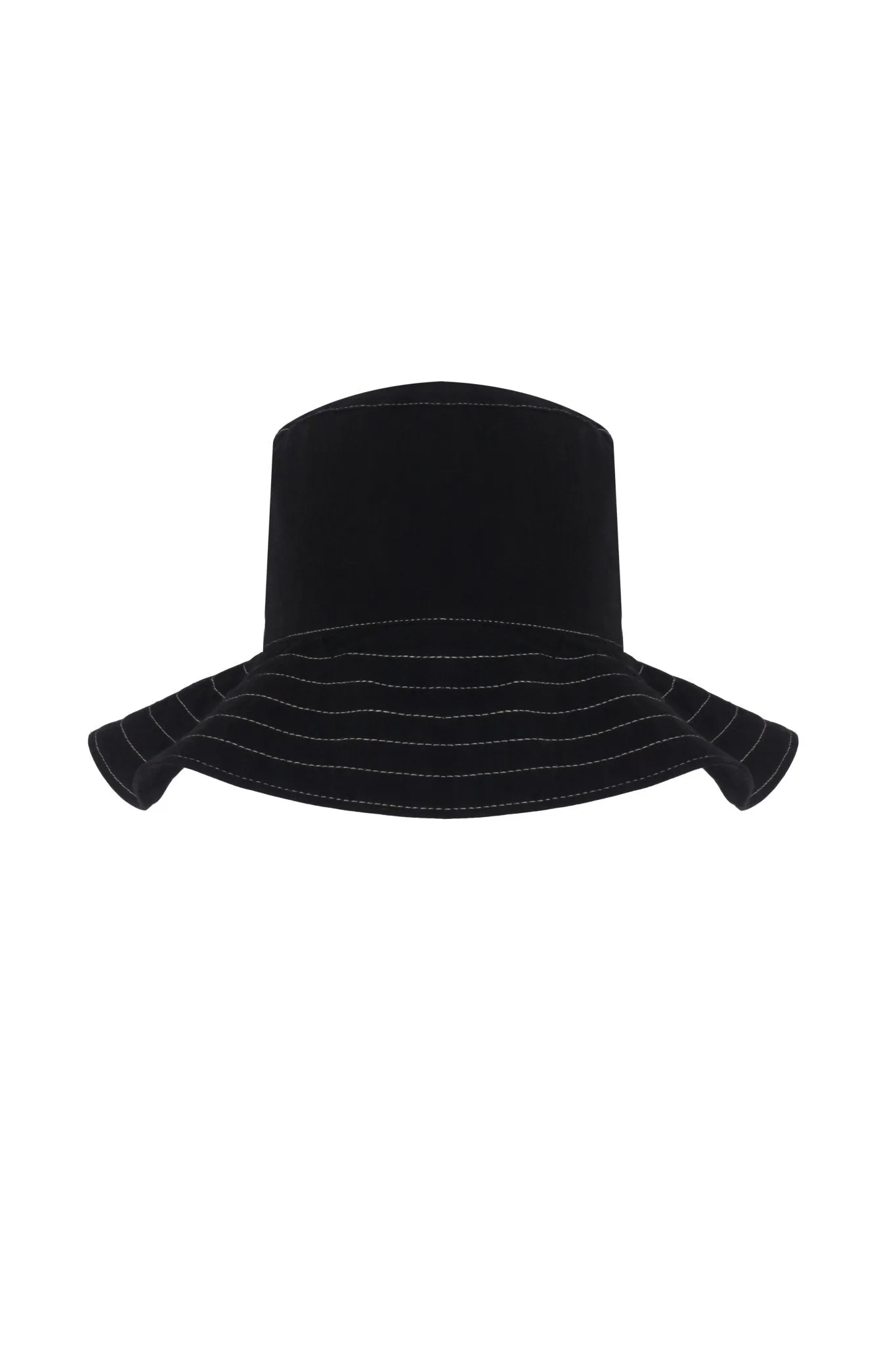 Playa Contrast Stitch Bucket Hat - Black