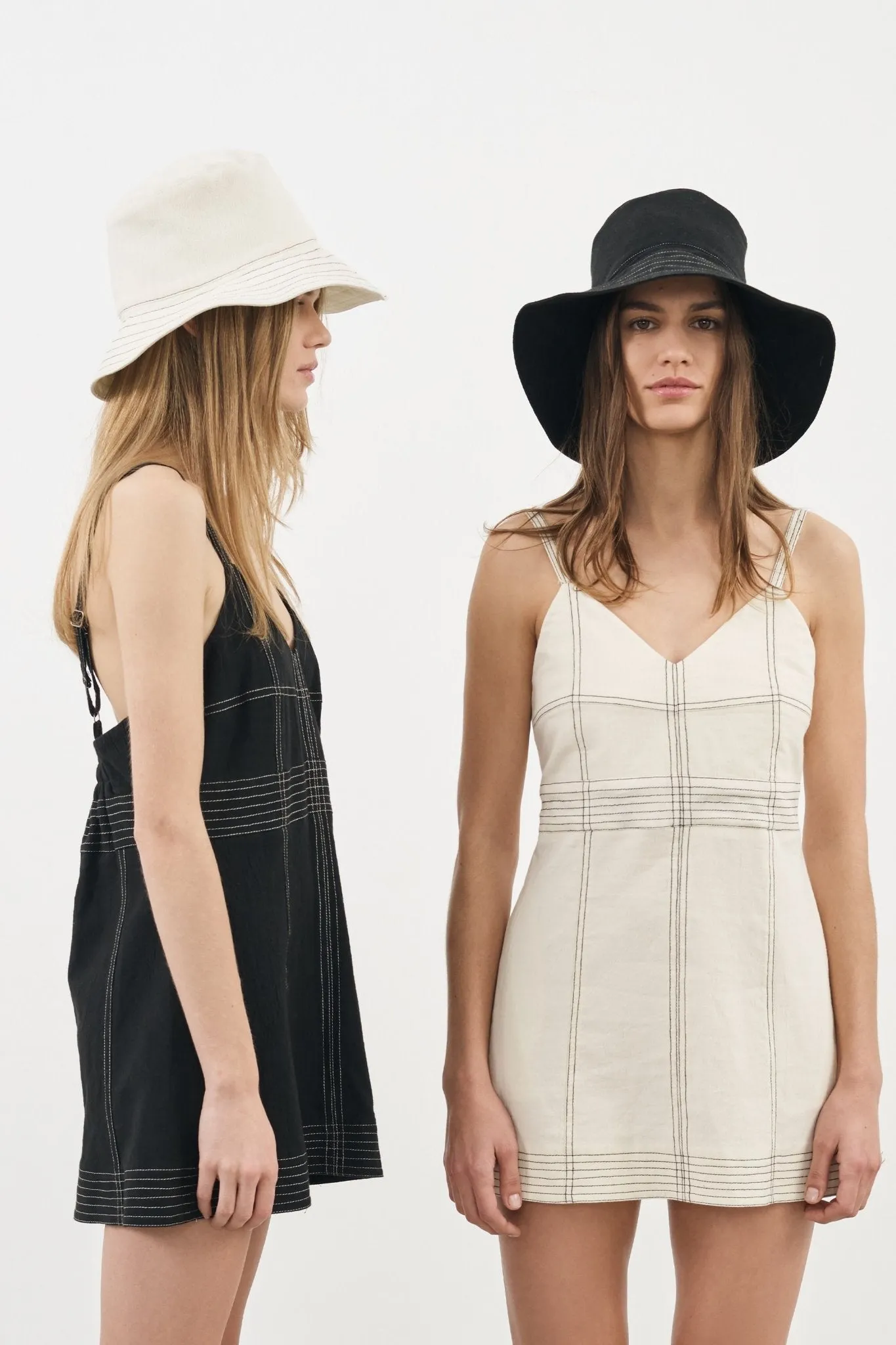 Playa Contrast Stitch Bucket Hat - Black