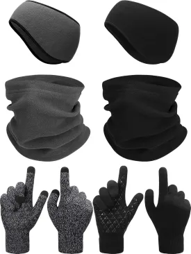 SATINIOR 6 Pieces Ear Warmer Headband Warmer Face Mask Fleece Neck Gaiter Touch Screen Winter Knit Gloves for Men and Women