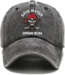 Save Water Fun Distressed Washed Black Baseball Cap, Vintage Adjustable Cotton Cap, Funny Retirement Gift for Man, Christmas Birthday for Dad Grandpa