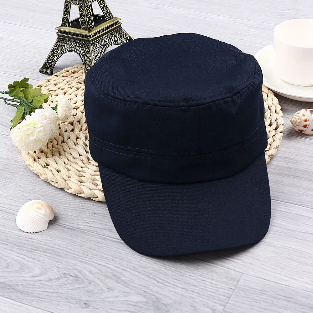 Sidiou Group Classic Solid Plain Vintage Army Hat Unisex Cadet Patrol Cap Adjustable Baseball Cap