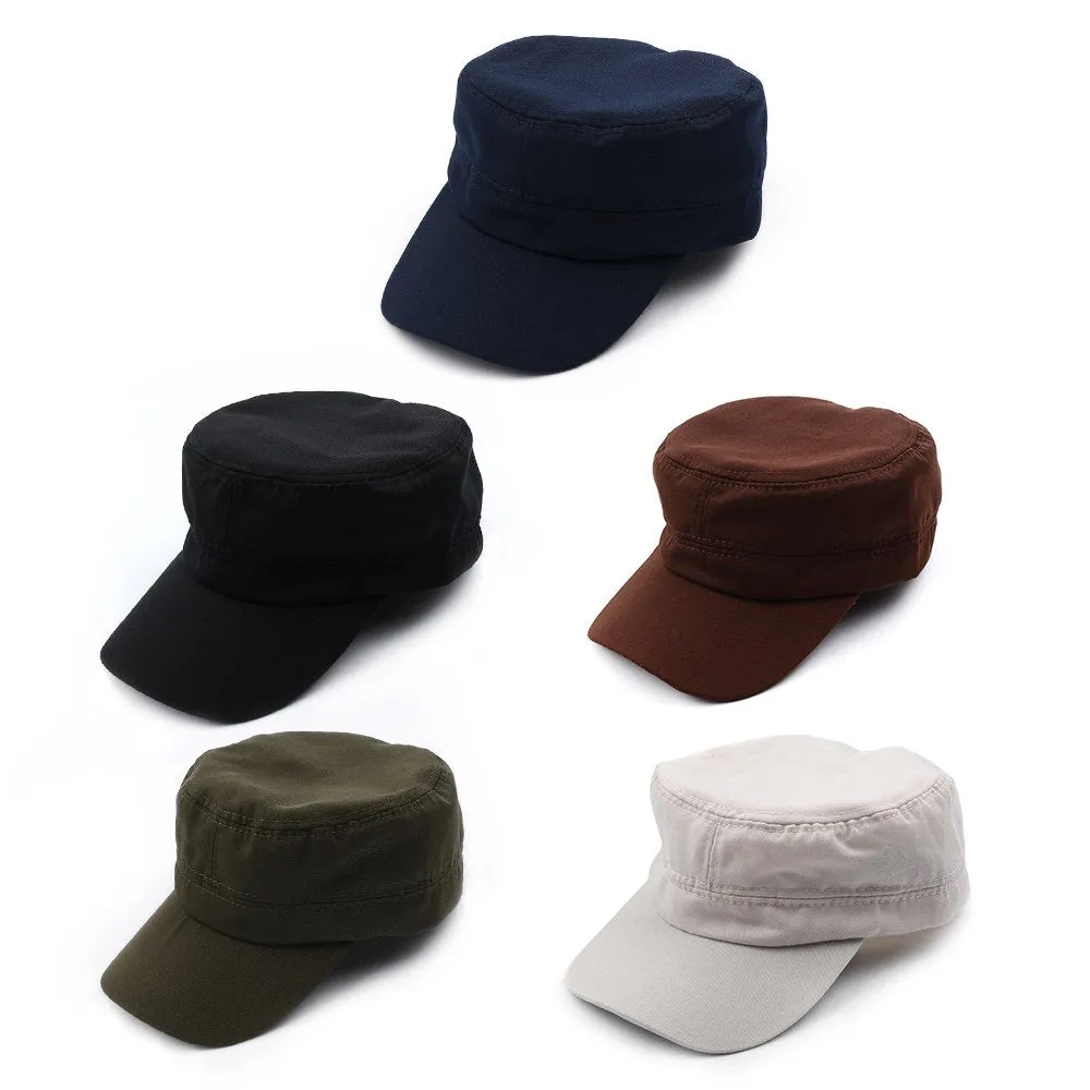 Sidiou Group Classic Solid Plain Vintage Army Hat Unisex Cadet Patrol Cap Adjustable Baseball Cap