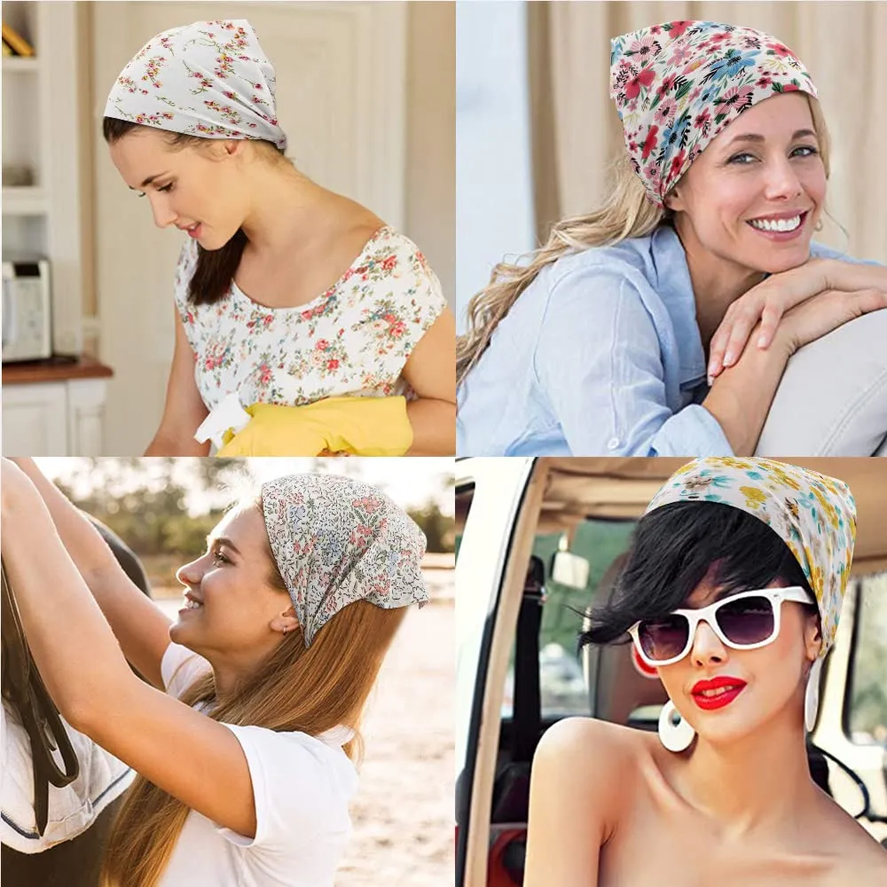 TOBATOBA Floral Hair Scarf Headband 5 Pcs - Chiffon Boho Headbands for Women Elastic Head Bandana Floral Bandana Headbands for Women Girls Hair Accessories