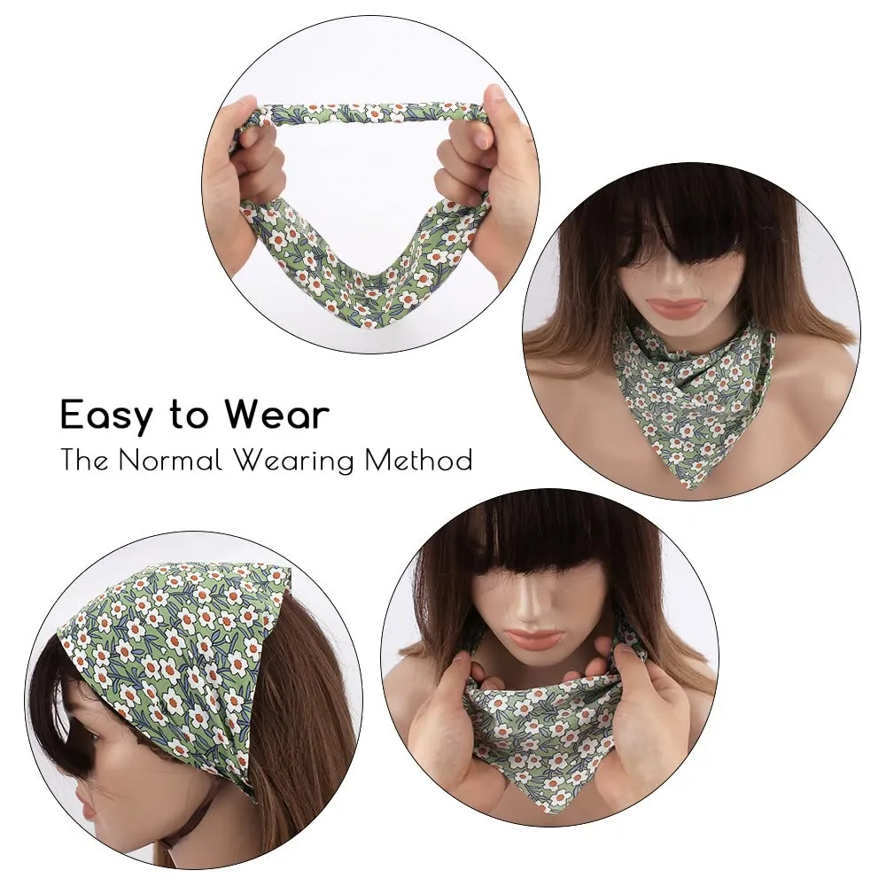 TOBATOBA Floral Hair Scarf Headband 5 Pcs - Chiffon Boho Headbands for Women Elastic Head Bandana Floral Bandana Headbands for Women Girls Hair Accessories