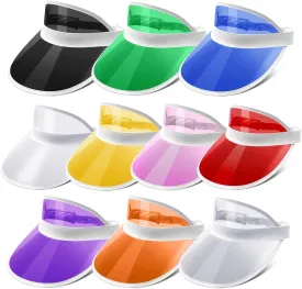 Ultrafun Unisex Candy Color Sun Visors Hats Plastic Clear UV Protection Cap for Sports Outdoor Activities